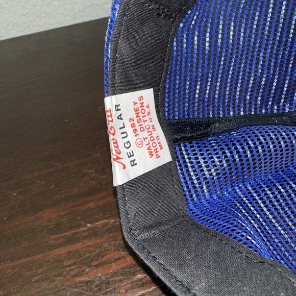 Vintage 1982 Walt Disney World Epcot Hat Cap Snap Back Blue Trucker Adjustable - Picture 7 of 7
